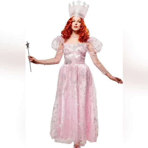 Rubie's Wizard of Oz Glinda Costume Dress and Tiara Bundle Small, Wand, Wig - Picture 1 of 17